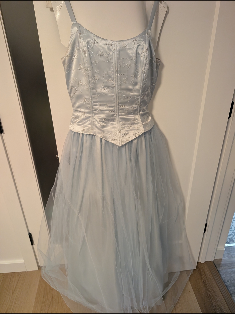 Jessica McClintock Light Blue Satin & Tulle Formal Dress